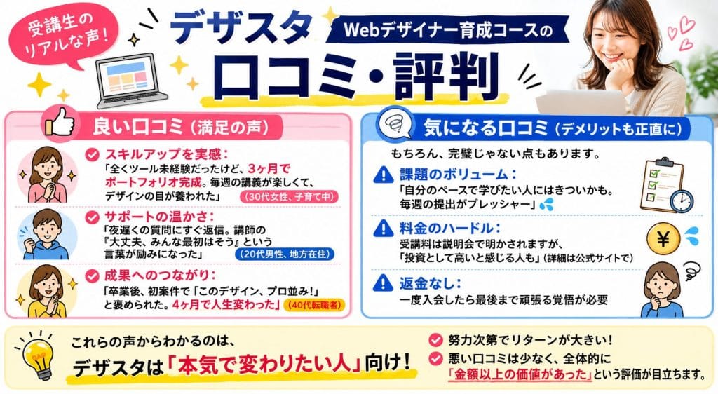 alt="デザスタ Webデザイナー育成コースの口コミ・評判"