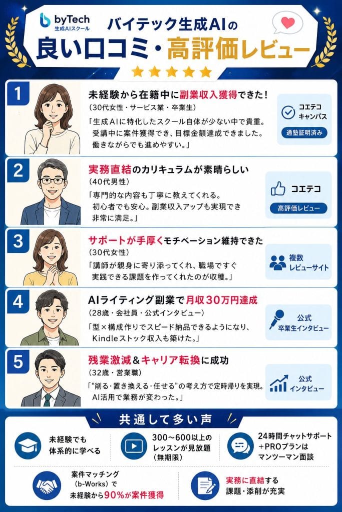 alt="バイテック生成AIの良い口コミ・高評価レビュー"