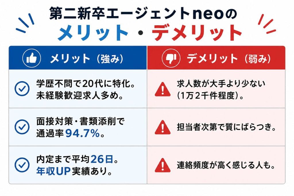 alt="第二新卒エージェントneoのメリット・デメリット"