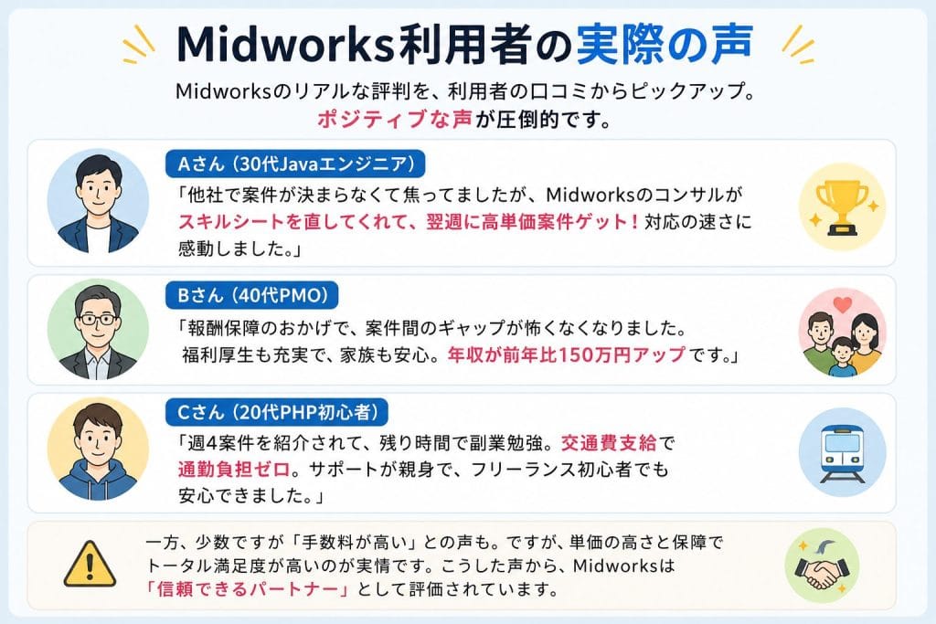 alt="Midworks利用者の実際の声"