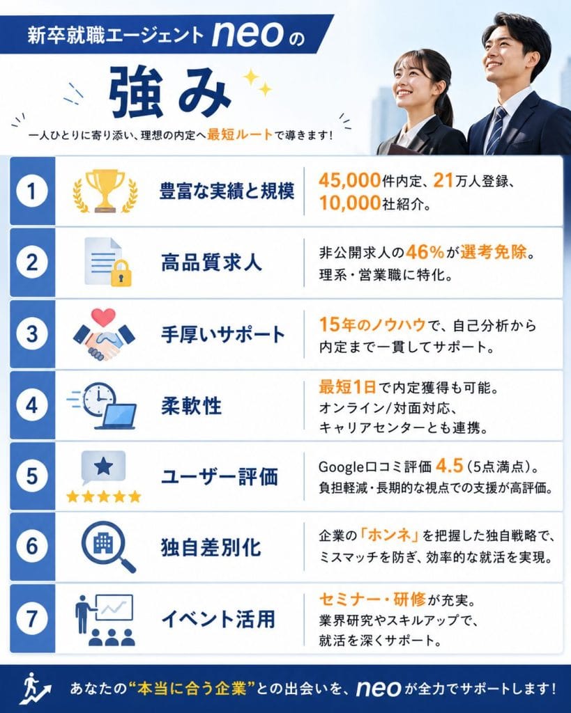 alt="新卒就職エージェントneoの強み"