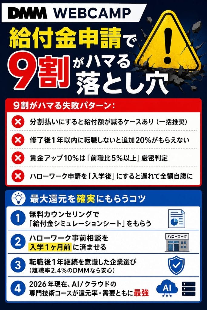 alt="DMM WEBCAMP 給付金申請で9割がハマる落とし穴"