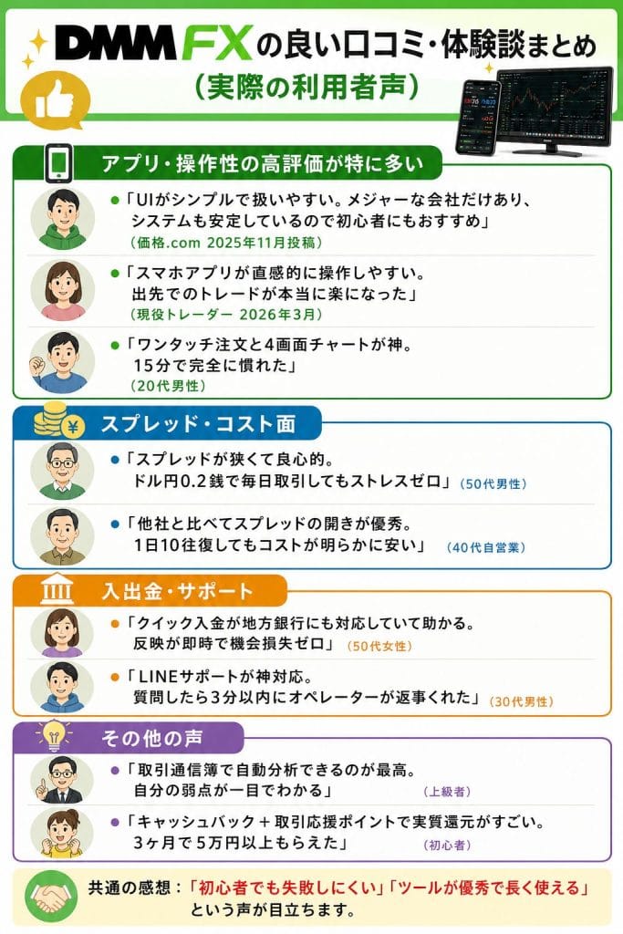 alt="DMM FXの良い口コミ・体験談まとめ(実際の利用者声)"